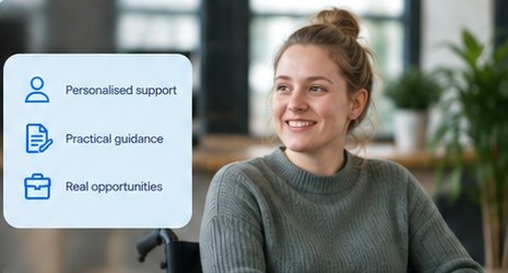 Person receiving friendly employment support