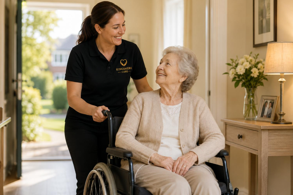 Carer supporting an older person at home